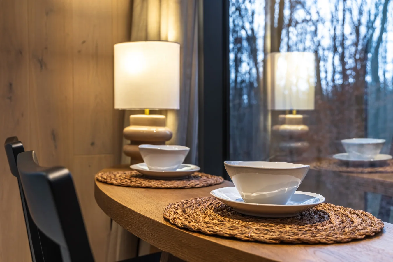 Dining table set for two — The Mirage Escape